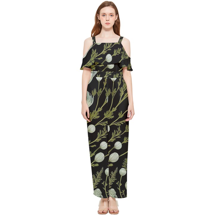 Sea Weed Salt Water Draped Sleeveless Chiffon Jumpsuit