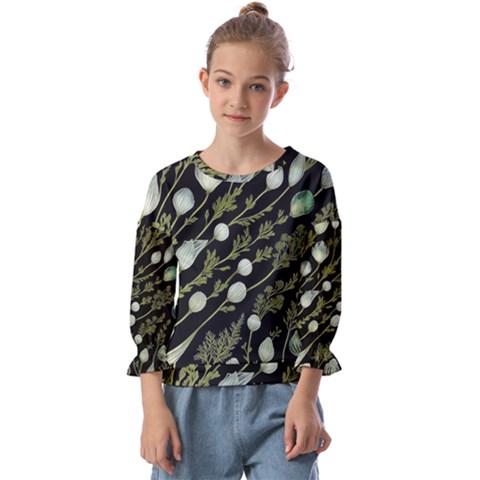 Sea Weed Salt Water Kids  Cuff Sleeve Top by Maspions