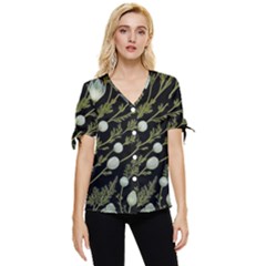 Sea Weed Salt Water Bow Sleeve Button Up Top