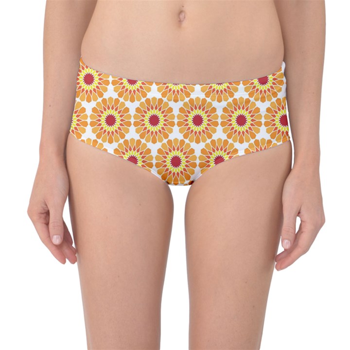 Pattern Shape Design Art Drawing Mid-Waist Bikini Bottoms