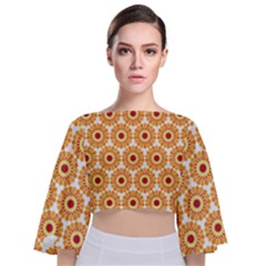 Pattern Shape Design Art Drawing Tie Back Butterfly Sleeve Chiffon Top