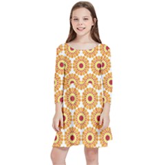 Pattern Shape Design Art Drawing Kids  Quarter Sleeve Skater Dress