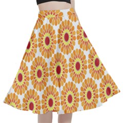 Pattern Shape Design Art Drawing A-line Full Circle Midi Skirt With Pocket