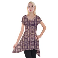 Mandala Flower 1 Mandala Flower  Short Sleeve Side Drop Tunic by DinkovaArt