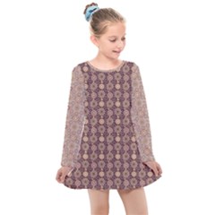 Mandala Flower 1 Mandala Flower  Kids  Long Sleeve Dress by DinkovaArt