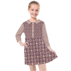 Mandala Flower 1 Mandala Flower  Kids  Quarter Sleeve Shirt Dress by DinkovaArt