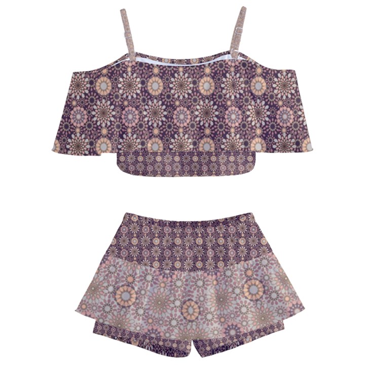 Mandala Flower 1 Mandala Flower  Kids  Off Shoulder Skirt Bikini