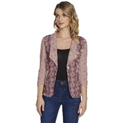 Mandala Flower 1 Mandala Flower  Women s One-button 3/4 Sleeve Short Jacket by DinkovaArt