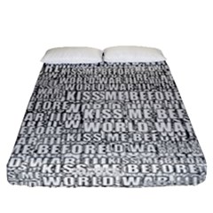 Kiss Me Before World War 3 Typographic Motif Pattern Fitted Sheet (queen Size) by dflcprintsclothing