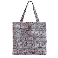 Kiss Me Before World War 3 Typographic Motif Pattern Zipper Grocery Tote Bag by dflcprintsclothing