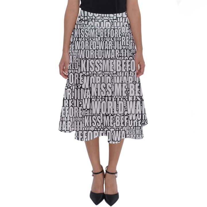 Kiss me before world war 3 typographic motif pattern Perfect Length Midi Skirt