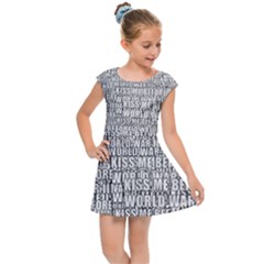 Kiss Me Before World War 3 Typographic Motif Pattern Kids  Cap Sleeve Dress by dflcprintsclothing