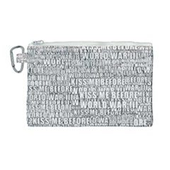 Kiss Me Before World War 3 Typographic Motif Pattern Canvas Cosmetic Bag (large)