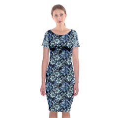 Blue Roses 1 Blue Roses 2 Classic Short Sleeve Midi Dress by DinkovaArt