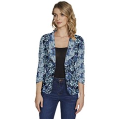 Blue Roses 1 Blue Roses 2 Women s One-button 3/4 Sleeve Short Jacket