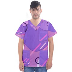 Colorful Labstract Wallpaper Theme Men s V-neck Scrub Top