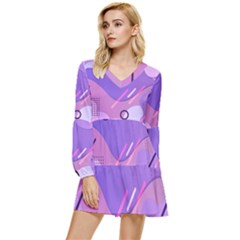 Colorful Labstract Wallpaper Theme Tiered Long Sleeve Mini Dress by Apen