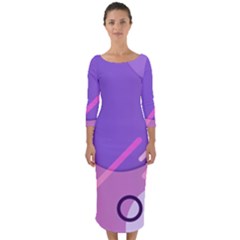 Colorful Labstract Wallpaper Theme Quarter Sleeve Midi Bodycon Dress by Apen