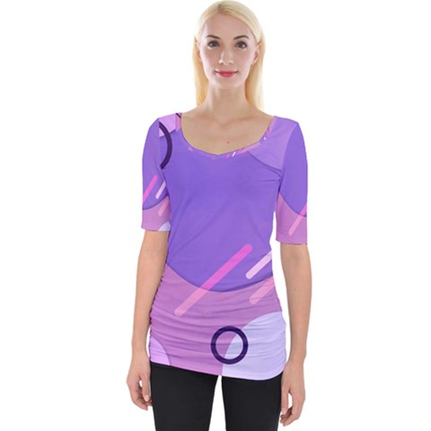 Colorful Labstract Wallpaper Theme Wide Neckline T-shirt by Apen