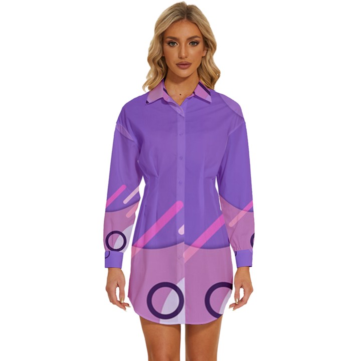 Colorful Labstract Wallpaper Theme Womens Long Sleeve Shirt Dress