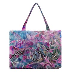 Pink Swirls Flow Medium Tote Bag by kaleidomarblingart