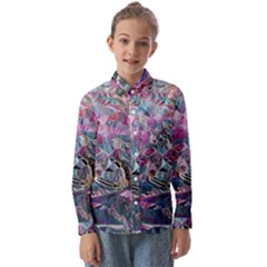 Pink Swirls Flow Kids  Long Sleeve Shirt by kaleidomarblingart