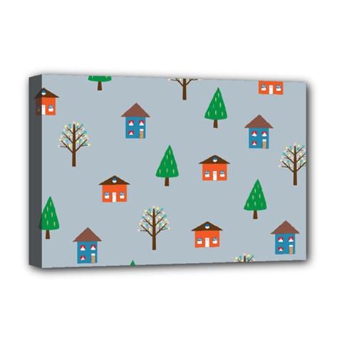 House Trees Pattern Background Deluxe Canvas 18  X 12  (stretched)