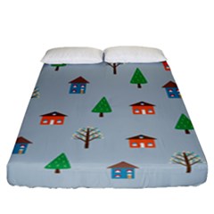 House Trees Pattern Background Fitted Sheet (california King Size)