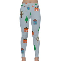 House Trees Pattern Background Classic Yoga Leggings