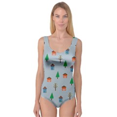 House Trees Pattern Background Princess Tank Leotard 