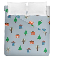 House Trees Pattern Background Duvet Cover Double Side (queen Size)