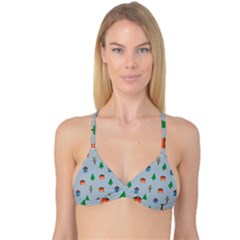 House Trees Pattern Background Reversible Tri Bikini Top