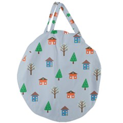 House Trees Pattern Background Giant Round Zipper Tote