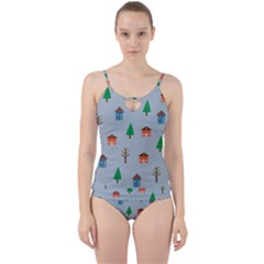 House Trees Pattern Background Cut Out Top Tankini Set