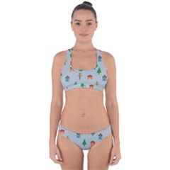 House Trees Pattern Background Cross Back Hipster Bikini Set