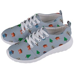 House Trees Pattern Background Men s Lightweight Sports Shoes