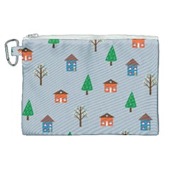 House Trees Pattern Background Canvas Cosmetic Bag (xl)