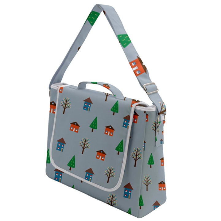 House Trees Pattern Background Box Up Messenger Bag