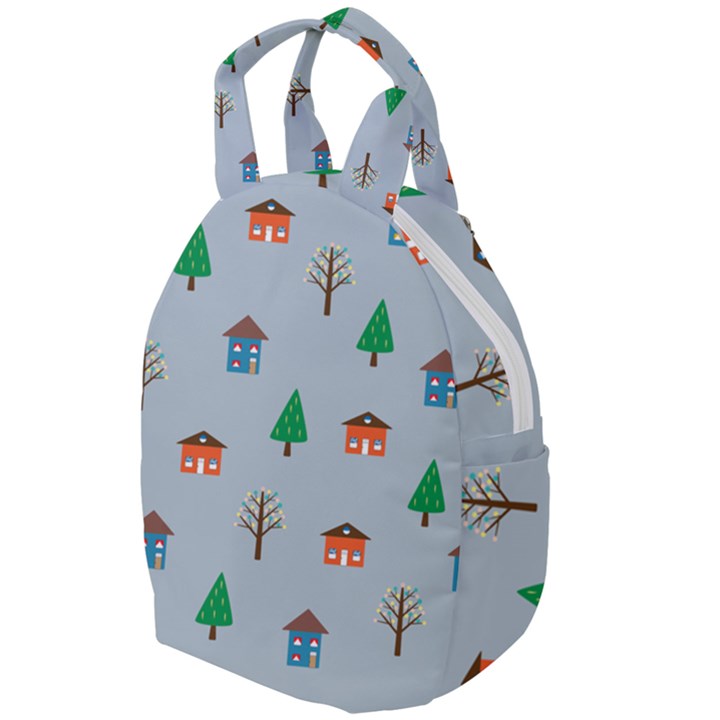 House Trees Pattern Background Travel Backpack