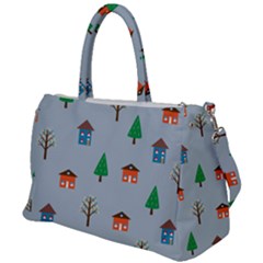 House Trees Pattern Background Duffel Travel Bag