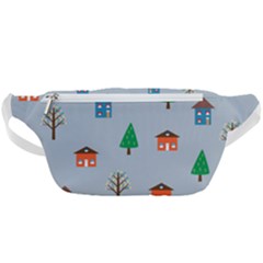 House Trees Pattern Background Waist Bag 