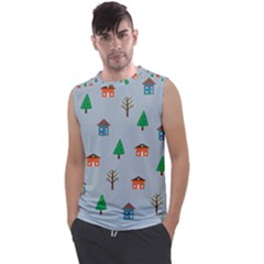 House Trees Pattern Background Men s Regular Tank Top by Maspions