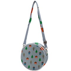 House Trees Pattern Background Crossbody Circle Bag by Maspions