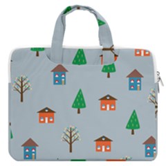 House Trees Pattern Background Macbook Pro 13  Double Pocket Laptop Bag