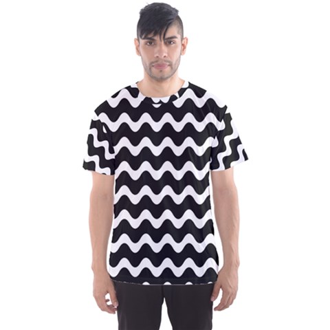 Wave Pattern Wavy Halftone Men s Sport Mesh T-shirt by Maspions