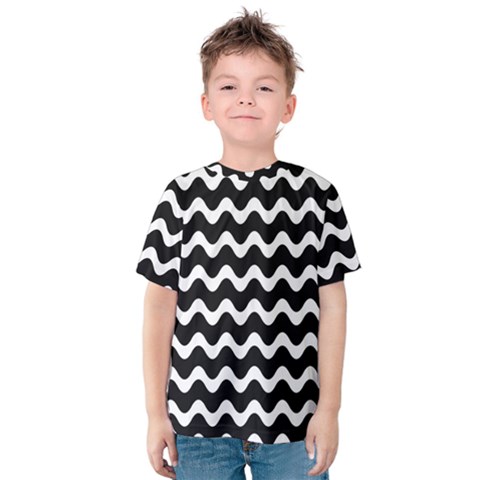 Wave Pattern Wavy Halftone Kids  Cotton T-shirt by Maspions