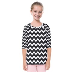 Wave Pattern Wavy Halftone Kids  Quarter Sleeve Raglan T-shirt