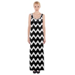 Wave Pattern Wavy Halftone Thigh Split Maxi Dress