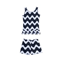 Wave Pattern Wavy Halftone Kids  Boyleg Swimsuit