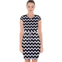 Wave Pattern Wavy Halftone Capsleeve Drawstring Dress  View1